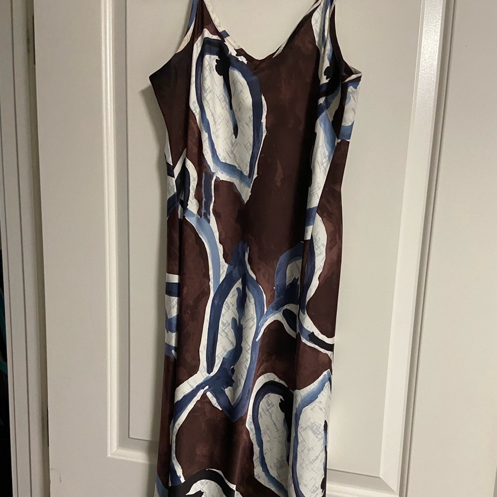 NIC+ZOE Brown and Blue Abstract Dress